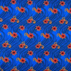 1 Yard Tiare Waves Traditional Tattoo Fabric, 100% Polyester, 60 Inches Width Blue