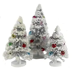 Cody Foster 13.5 Inch Silver Snow Forest Trees Christmas Decorative Tree Set , Christmas Decor Putz Village Retro Multicolored