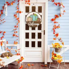 Fall Welcome Door Sign 3D Assorted Pumpkin Wooden
