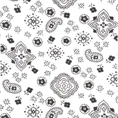 1 Yard DIY Bandana Print Fabric Soft Cotton Poly, Continuous Yardage, Machine Washable 58/59 Inches Wide White