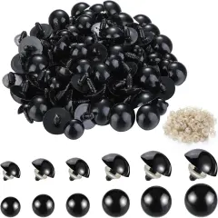 120 Pieces 14-24 mm Safety Eyes for Amigurumi Large Black Plastic Doll Eyes