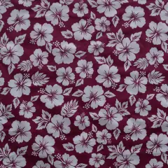 1 Yard Hibiscus Flower Polyester Fabric For Apparel Sewing And Tropical Craft Projects 60 Inch Burgundy