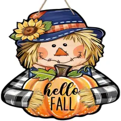 Hello Fall Scarecrow Front Door Sign