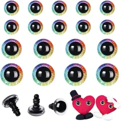 18pcs 12-18mm 3D Rainbow Glitter Safety Eyes