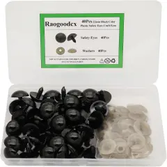 40Pcs 22mm Large Black Plastic Safety Eyes