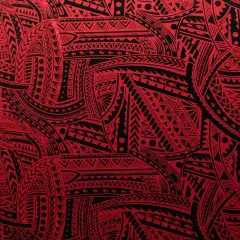 1 Yard Polynesian Tattoo Traditional Foil Fabric Metallic Print 60 Inches Wide Red/Black