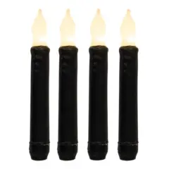 Black Gloss Timer Taper Candles with LED Flame