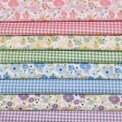 8Pcs Big Flowers Square Cotton Fabrics - 20" x 20"