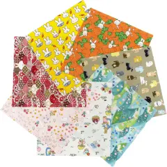Rabbit Life Theme 10x10 Inch Fabric Squares for Quilting 100% Cotton Precut Quilting Fabric