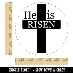 He Is Risen Jesus Christ Cross Easter Christianity Self-Inking Rubber Stamp Red