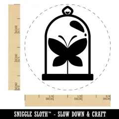 Taxidery Butterfly Insect In Glass Case Self-Inking Rubber Stamp Crafting Orange