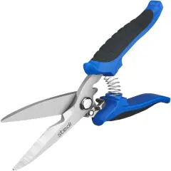 Multipurpose Heavy Duty Scissors, High Carbon Stainless Steel Shears with Fine Serrated Blades Easy to Cut Cable Notches,Non-Slip Comfort Handle, Cuts Wire, Carton,for Household Pruning, Office