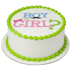 Boy or Girl Gender Reveal PhotoCake&reg; Edible Cake Topper Icing Image for 6 inch Round cake or larger