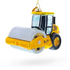Road Roller Glass Christmas Ornament