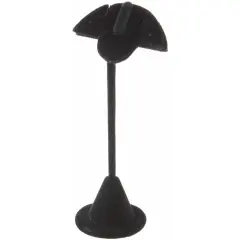 Plymor Black Velvet Fan Shaped Two Pair Earring Display Stand, 2.75" W x 2" D x 5.75" H