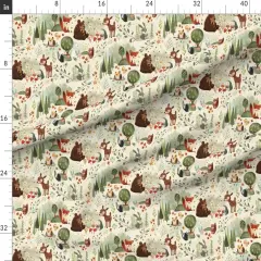 Various Fabrics by the Yard or Fat Quarter Woodland Forest Animals Large Scale Owl Pine Fox Bear deer Neutral Custom Printed Fabric by Spoonflower