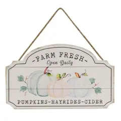 Autumn Farmhouse Decor Wooden Sign with Pumpkin Hayrides Cider Text and Jute Hanging Rope