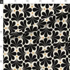 Various Fabrics by the Yard or Fat Quarter Art Deco Floral Minimalist Flowers Neutral Mid Century Black Beige Abstract Flowers Geometric Retro Custom Printed Fabric by Spoonflower