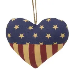Red and Blue Americana Patriotic Ornament for Holiday and Seasonal Decor Heart