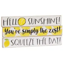 Wooden Lemon Themed Freestanding Word Blocks with Uplifting Phrases 3 Asstd.
