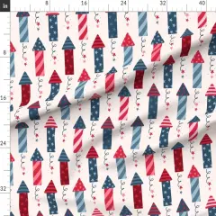 Various Fabrics by the Yard or Fat Quarter Patriotic Rockets Fourth Of July Summer Holiday Fireworks Red Blue Usa Fun Stars Stripes Custom Printed Fabric by Spoonflower