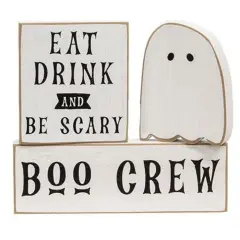 3/Set Spooky Boo Crew Wooden Blocks Halloween Decor for Riser Tray or Shelf