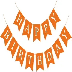 Orange Birthday Banner Sign Happy Birthday Bunting Banner Garland