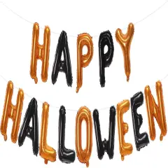 Happy Halloween Balloons Banner (Orange and Black)