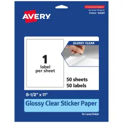 Avery Glossy Clear Rectangle Labels, 8.5" x 11"