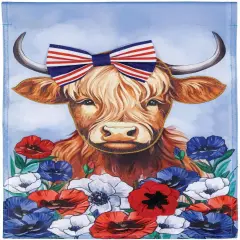 Patriotic Highland Cow 2 Sided Garden Flag