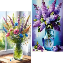 2 Pack Flowers Diamond Art Kits for Adults