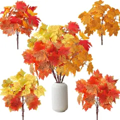 8 Pcs Artificial Maple Leaves Stems