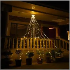 350LED Christmas String Lights with 12" Star Tree Topper &ndash; 8 Lighting Modes, Warm White, Waterproof Outdoor/Indoor Decoration for Christmas, New Year, Yard, Garden, Home