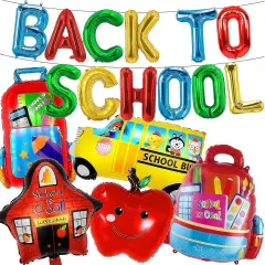 Schoolbag Bus Star House Apple Cute Balloon Accessories for School Opening First Day Party Decoration