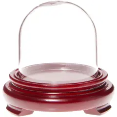 Plymor 2.5" x 2.5" Glass Display Dome Cloche Red Wood Veneer