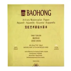 BAOHONG Artists&lsquo; Watercolor Paper 100% Cotton, 140lb/300gsm, Watercolor Block, 20 sheets, Rough Grain