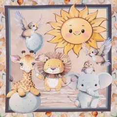 Mook Fabrics Safari Buddies Cotton Fabric [45in. Wide] - By The Yard Multi (36" Panel)