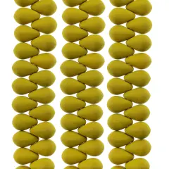 John Bead 114pcs 6x9mm Czech Glass White Alabaster Velvet Drop Bead Strands Yellow Green