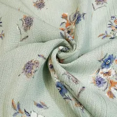 1 Yard Sky Rayon Crinkle Crepon Fabric, 50/52" Wide Lightweight Apparel Material