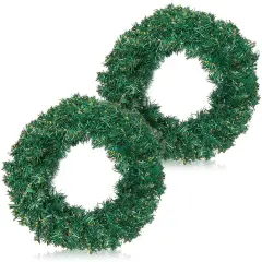 Wreaths for Front Door, Christmas Wreath ( 2"D x 3"W x 13"H, 2 Pack) Green