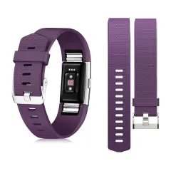 Zodaca for Fitbit Charge 2 Band , Replacement Wristband Soft Silicone Rubber Fashion Sport Strap with Adjustable Watchband-style Buckle for Fitbit Charge 2 Fitness Tracker Smartwatch Accessory Purple