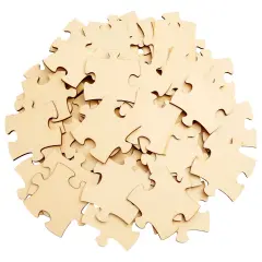 50 Blank Wooden Puzzle Pieces for Crafts, DIY Art Projects, 3x3.5" Unfinished Freeform Jigsaw Wood Puzzles to Draw On