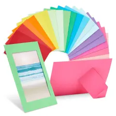50 Pack Colorful 4x6 Paper Picture Frames, Cardboard Photo Easels for DIY, Classroom Crafts, 10 Rainbow Colors Multicolor