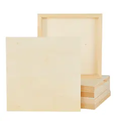 6 Pack 10x10 Wood Panels for Painting, Unfinished Wood Canvas Boards, 0.83" Deep Cradle Artist Wall Canvases for Crafts Brown