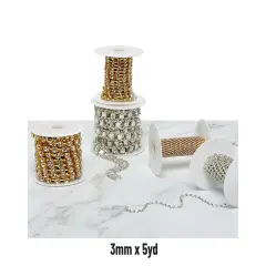 Glamorous Rhinestone Chains Silver Gold 5 Yard Roll