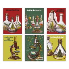 Science Lab Christmas Cards - 24-Pack Holiday Greeting Cards with 6 Festive Science-Inspired Designs, Perfect for Sharing Merry Christmas & Holiday Wishes, Blank Inside for Personalized Messages - Unique and Whimsical Stationery Set