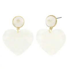 City By City White Enamel & Acrylic Heart Drop Earrings &ndash; Modern Love