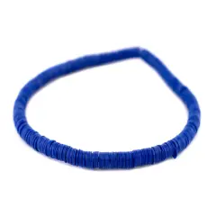 The Bead Chest Boho Stretch Bracelet, Cobalt Blue - Stackable African Vinyl Heishi, Unisex for Men & Women