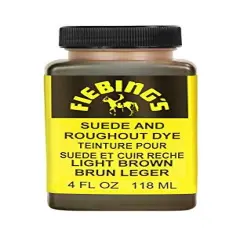 Fiebing's Black Suede Dye (4 oz) - Recolor, Brighten & Restore Suede & Roughout Leather Shoes, Furniture, Purse - Includes Wool Dauber for Easy Application - Flexible When Dry, Won't Crack or Peel Light Brown
