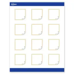 Avery Printable Square Cards, Gold Double Border with Florals, 2" x 2", Matte White Square Cards, Laser/Inkjet, 120ct, Great for Business Cards